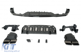 Hátsó diffúzor fekete kipufogóvégekkel Mercedes E-osztály W213 Sport Line (2016-2019) E63 dizájn Night csomag-image-6098465