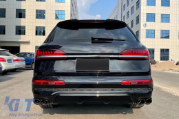 Hátsó lökhárító diffúzor dupla fekete kipufogóvéggel Audi Q7 SUV 4M facelift (2020-tól) SQ7 dizájn -image-6098127