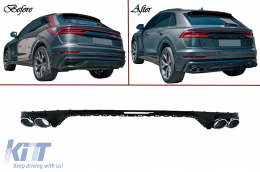 
Hátsó lökhárító diffúzor dupla kipufogónyílással AUDI Q8 SUV (2018-) modellekhez, ezüst kipufogóvégek-image-6089718