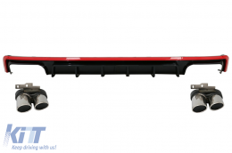 
Hátsó lökhárító diffúzor és kipufogóvégek AUDI A6 C8 4K (2018-) modellekhez, S6 piros Dizájn -image-6076108