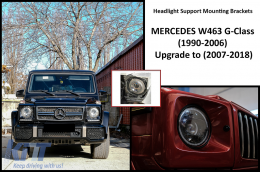 Headlight Support Mounting Brackets suitable for Mercedes W463 G-Class (1990-2006) Upgrade to (2007-2018)-image-6067656