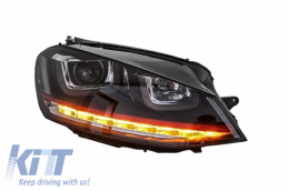 Headlights 3D LED DRL suitable for VW Golf 7 VII (2012-2017) RED R20 GTI Look LED Flowing Turning Lights-image-6004300