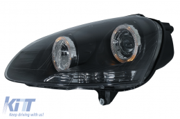 Headlights Angel Eyes Dual Halo Rims suitable for VW Golf 5 V (2003-2007) LHD or RHD Black-image-6078924