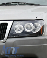 Headlights Angel Eyes suitable for Jeep Grand Cherokee (1999-2004) Black-image-6041742