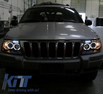 Headlights Angel Eyes suitable for Jeep Grand Cherokee (1999-2004) Black-image-6041744