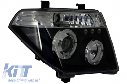 Headlights Angel Eyes suitable for Nissan Navara D40 (2004-2009) Nissan Pathfinder R51 (2005-2008) Black-image-6027093