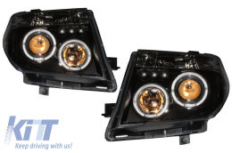 Headlights Angel Eyes suitable for Nissan Navara D40 (2004-2009) Nissan Pathfinder R51 (2005-2008) Black-image-6027094