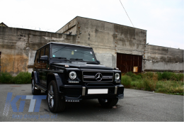 Headlights Covers with LED DRL Daytime Running Lights suitable for Mercedes G-Class W463 (1989-2012) G65 Design Black-image-6039275