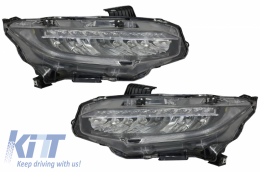 Headlights Full LED suitable for Honda Civic Mk10 FC/FK (2016-Up) Sedan & Hatchback with Sequential Dynamic Turning Lights-image-6032457