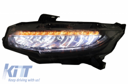 Headlights Full LED suitable for Honda Civic Mk10 FC/FK (2016-Up) Sedan & Hatchback with Sequential Dynamic Turning Lights-image-6037431