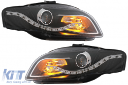 Headlights LED DRL DAYLIGHT suitable for Audi A4 B7 (11.2004-03.2008) Black-image-6082304