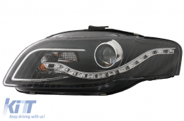 Headlights LED DRL DAYLIGHT suitable for Audi A4 B7 (11.2004-03.2008) Black-image-6082306