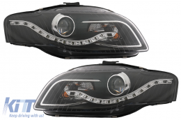 Headlights LED DRL DAYLIGHT suitable for Audi A4 B7 (11.2004-03.2008) Black-image-6082307