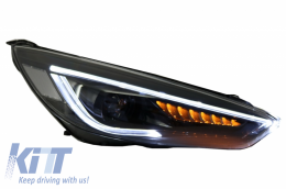 Headlights LED DRL suitable for Ford Focus III Mk3 (2015-2017) Bi-Xenon Design Dynamic Flowing Turn Signals Demon Look-image-6033045