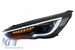 Headlights LED DRL suitable for Ford Focus III Mk3 (2015-2017) Bi-Xenon Design Dynamic Flowing Turn Signals Demon Look-image-6033046