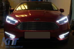 Headlights LED DRL suitable for Ford Focus III Mk3 (2015-2017) Bi-Xenon Design Dynamic Flowing Turn Signals Demon Look-image-6049426