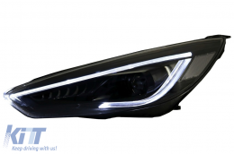 Headlights LED DRL suitable for FORD Focus III Mk3 RHD (2015-2017) Bi-Xenon Design Dynamic Flowing Turn Signals Demon Look-image-6070542