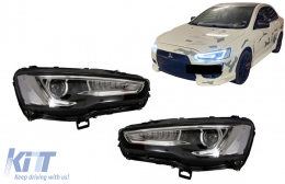 Headlights LED DRL suitable for Mitsubishi Lancer (2007-2017) Dual Projector Dynamic Sequential Signal-image-6075018