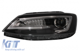 Headlights LED DRL suitable for VW Jetta Mk6 VI (2011-2017) Bi-Xenon Design Dynamic Flowing Signals Demon Look-image-6020971