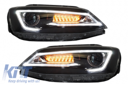 Headlights LED DRL suitable for VW Jetta Mk6 VI (2011-2017) Bi-Xenon Design Dynamic Flowing Signals Demon Look-image-6020977