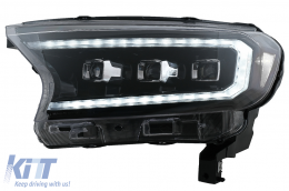 Headlights LED Light Bar Dynamic Start-up Display suitable for Ford Ranger Raptor (2015-2020) LHD Full Black Housing with Sequential Dynamic Turning Lights Matrix Projector-image-6078852