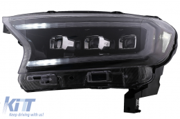 Headlights LED Light Bar Dynamic Start-up Display suitable for Ford Ranger Raptor (2015-2020) LHD Full Black Housing with Sequential Dynamic Turning Lights Matrix Projector-image-6078853