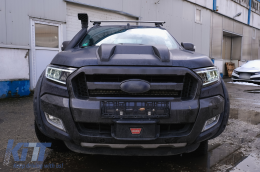 Headlights LED Light Bar suitable for Ford Ranger (2015-2020) LHD Full Black Housing with Sequential Dynamic Turning Lights-image-6091446