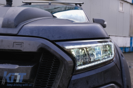 Headlights LED Light Bar suitable for Ford Ranger (2015-2020) LHD Full Black Housing with Sequential Dynamic Turning Lights-image-6091449