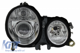 Headlights suitable for Mercedes E-Class W210 (1999-2002) Chrome Facelift Design-image-6053492