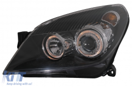 Headlights suitable for Opel Astra H (03.2004-2009) Angel Eyes 2 Halo Rims Black-image-59787