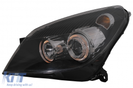 Headlights suitable for Opel Astra H (03.2004-2009) Angel Eyes 2 Halo Rims Black-image-59788