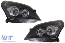 Headlights suitable for Opel Astra H (03.2004-2009) Angel Eyes 2 Halo Rims Black-image-6079882