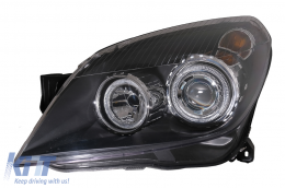 Headlights suitable for Opel Astra H (03.2004-2009) Angel Eyes 2 Halo Rims Black-image-6079883