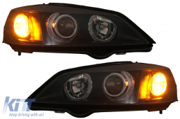 Headlights suitable for Opel Vauxhall Astra G (09.1997-02.2004) Halo Rims Lamps Black-image-6083909