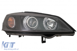 Headlights suitable for Opel Vauxhall Astra G (09.1997-02.2004) Halo Rims Lamps Black-image-6083911