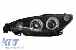 Headlights suitable for Peugeot 206 CC (2002-Up) Angel Eyes Black-image-6054059