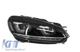 Headlights suitable for VW Golf 6 VI (2008-2013) Golf 7 3D LED DRL U-Design LED Flowing Turning Light Chrome-image-6003218