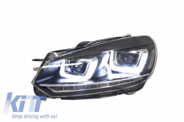 Headlights suitable for VW Golf 6 VI (2008-2013) Golf 7 3D LED DRL U-Design LED Flowing Turning Light Chrome-image-6003221