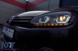 Headlights suitable for VW Golf 6 VI (2008-2013) Golf 7 3D LED DRL U-Design LED Flowing Turning Light Chrome-image-6091484