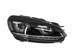 Headlights suitable for VW Golf 6 VI (2008-2013) Golf 7 3D LED DRL U-Design LED Flowing Turning Light Chrome RHD-image-6020947