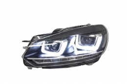 Headlights suitable for VW Golf 6 VI (2008-2013) Golf 7 3D LED DRL U-Design LED Flowing Turning Light Chrome RHD-image-6020950