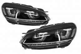 Headlights suitable for VW Golf 6 VI (2008-2013) Golf 7 3D LED DRL U-Design Flowing Turning Light with Taillights Full LED R20-image-6021146