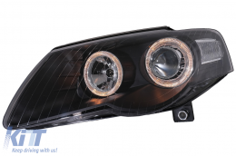 Headlights suitable for VW Passat B6 3C (03.2005-2010) 2 Halo Rims Black-image-60457