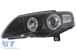 Headlights suitable for VW Passat B6 3C (03.2005-2010) 2 Halo Rims Black-image-6079895