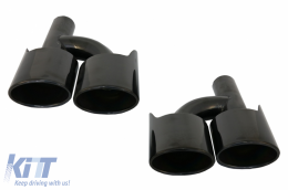 Heckstoßstange Diffusor Auspuff Tipps Schwarz für Mercedes S W221 2005-2013 S65 Design-image-6088512