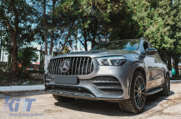 
Hűtőrács Mercedes GLE SUV W167 V167 GLE Coupe C167 Sport Package (2019-től) modellekhez, GTR Panamericana Dizájn, fényes fekete és króm-image-6087282