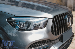 
Hűtőrács Mercedes GLE SUV W167 V167 GLE Coupe C167 Sport Package (2019-től) modellekhez, GTR Panamericana Dizájn, fényes fekete és króm-image-6087286