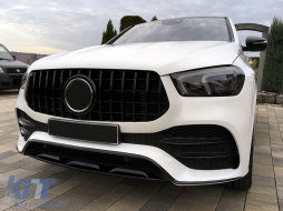 Hűtőrács Mercedes GLE SUV W167 V167 GLE Coupe C167 Sport csomag (2019-től) modellekhez, GTR dizájn teljesen fekete-image-6090327