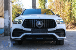 Hűtőrács Mercedes GLE SUV W167 V167 GLE Coupe C167 Sport csomag (2019-től) modellekhez, GTR dizájn teljesen fekete-image-6098270