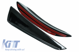 Kit Front Bumper Flaps Side Fins Flaps suitable for Mercedes A-Class W177 V177 (05.2018-2022) with Bumper Lip Extension and Mirror Cover A35 Design Black Edition-image-6063711